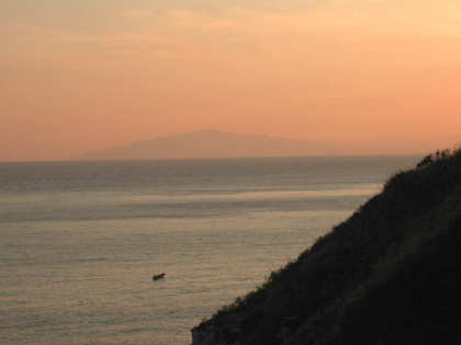 松前半島と夕日